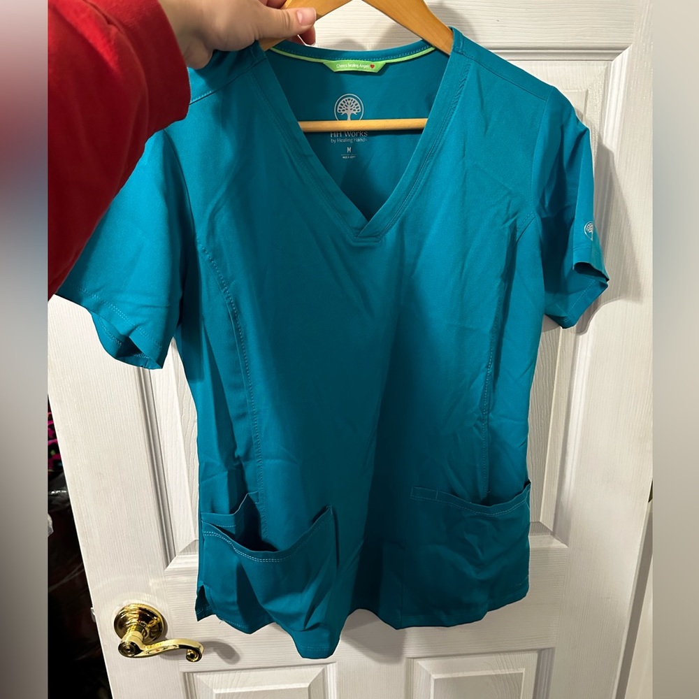 Teal scrub top size medium